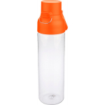 Garrafa tritan transparente com tampa colorida e fecho de clique 750ml cor cor-de-laranja terceira vista