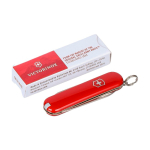 Canivete Victorinox em aço inoxidável formato porta-chaves 6 funções cor vermelho terceira vista