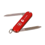 Canivete Victorinox em aço inoxidável formato porta-chaves 6 funções cor vermelho sétima vista