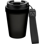 Copo de plástico com tampa de rosca e cordão de pulso 350ml cor preto segunda vista
