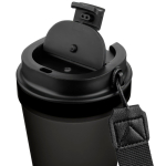 Copo de plástico com tampa de rosca e cordão de pulso 350ml cor preto quinta vista