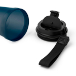 Copo de plástico com tampa de rosca e cordão de pulso 350ml cor azul quarta vista
