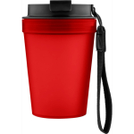 Copo de plástico com tampa de rosca e cordão de pulso 350ml cor vermelho segunda vista