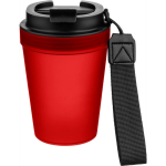 Copo de plástico com tampa de rosca e cordão de pulso 350ml cor vermelho quarta vista