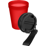 Copo de plástico com tampa de rosca e cordão de pulso 350ml cor vermelho quinta vista