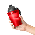 Copo de plástico com tampa de rosca e cordão de pulso 350ml cor vermelho sexta vista