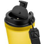 Copo de plástico com tampa de rosca e cordão de pulso 350ml cor amarelo segunda vista