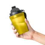 Copo de plástico com tampa de rosca e cordão de pulso 350ml cor amarelo terceira vista