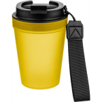 Copo de plástico com tampa de rosca e cordão de pulso 350ml cor amarelo sexta vista