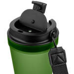 Copo de plástico com tampa de rosca e cordão de pulso 350ml cor verde quarta vista