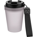 Copo de plástico com tampa de rosca e cordão de pulso 350ml cor transparente primeira vista
