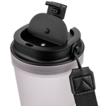 Copo de plástico com tampa de rosca e cordão de pulso 350ml cor transparente terceira vista