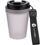 Copo de plástico com tampa de rosca e cordão de pulso 350ml cor transparente quarta vista