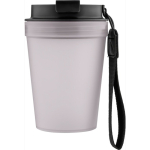 Copo de plástico com tampa de rosca e cordão de pulso 350ml cor transparente quinta vista