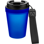Copo de plástico com tampa de rosca e cordão de pulso 350ml cor azul real segunda vista
