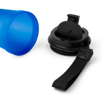 Copo de plástico com tampa de rosca e cordão de pulso 350ml cor azul real quarta vista