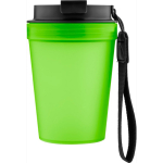 Copo de plástico com tampa de rosca e cordão de pulso 350ml cor verde-lima primeira vista