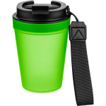Copo de plástico com tampa de rosca e cordão de pulso 350ml cor verde-lima segunda vista