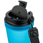 Copo de plástico com tampa de rosca e cordão de pulso 350ml cor azul-claro segunda vista