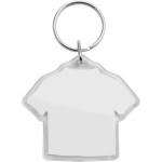 Porta-chaves plástico transparente em forma de t-shirt fabricado na UE cor transparente primeira vista