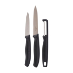 Set de cozinha em aço inoxidável com 2 facas e descascador Victorinox cor preto quarta vista