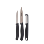 Set de cozinha em aço inoxidável com 2 facas e descascador Victorinox cor preto vista principal