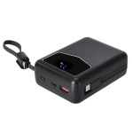 Power bank com cabos integrados e ecrã indicador 20000mAh