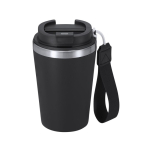 Copo térmico reciclado com fecho hermético e pega 350ml cor preto primeira vista