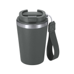 Copo térmico reciclado com fecho hermético e pega 350ml cor cinzento-escuro primeira vista