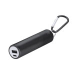 Power bank em alumínio reciclado recarregável e removível 2200mAh cor preto primeira vista