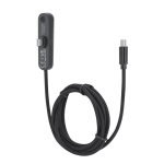 Cabo de carregamento USB-C plástico reciclado com suporte telemóvel 60W cor preto primeira vista