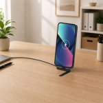 Cabo de carregamento USB-C plástico reciclado com suporte telemóvel 60W