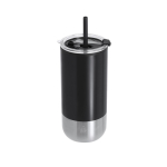 Copo térmico em aço inoxidável reciclado com dupla abertura 480ml cor preto primeira vista
