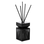 Difusor aromático de vidro preto com 5 varetas de fibra 200ml