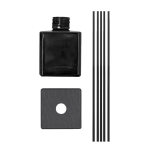 Difusor aromático de vidro preto com 5 varetas de fibra 200ml
