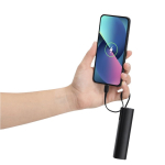 Power bank em alumínio reciclado com cabo tipo C integrado 5000mAh