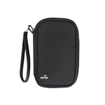 Estojo organizador de viagem em PU com fecho de correr e proteção RFID cor preto primeira vista