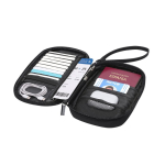 Estojo organizador de viagem em PU com fecho de correr e proteção RFID