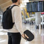 Estojo organizador de viagem em PU com fecho de correr e proteção RFID