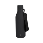 Garrafa térmica aço inoxidável reciclado, acabamento borracha 480ml cor preto primeira vista