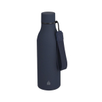 Garrafa térmica aço inoxidável reciclado, acabamento borracha 480ml cor azul-marinho primeira vista