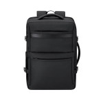 Mochila de viagem em PU com abertura de 180° e vários bolsos 18L cor preto primeira vista