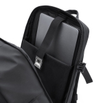 Mochila de viagem em PU com abertura de 180° e vários bolsos 18L