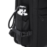 Mochila de viagem em PU com abertura de 180° e vários bolsos 18L