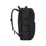 Mochila de viagem em PU com abertura de 180° e vários bolsos 18L