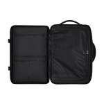 Mochila de viagem em PU com abertura de 180° e vários bolsos 18L