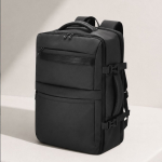 Mochila de viagem em PU com abertura de 180° e vários bolsos 18L