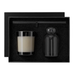 Conjunto aromático em vidro com difusor de 120ml e vela perfumada cor preto primeira vista