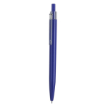 Caneta de pressão em plástico com clipe transparente e tinta azul cor azul primeira vista