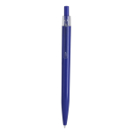Caneta de pressão em plástico com clipe transparente e tinta azul